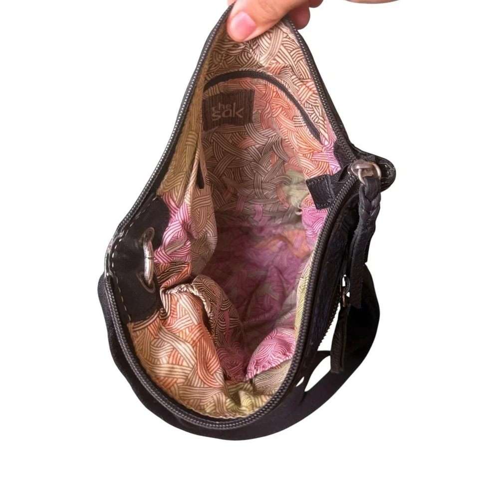 The Sak Black Pebbled Leather Crossbody Shoulder Bag